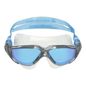NEW Aqua Sphere Vista Goggles Transparent Blue Titanium Mirror Swim Mask Adult